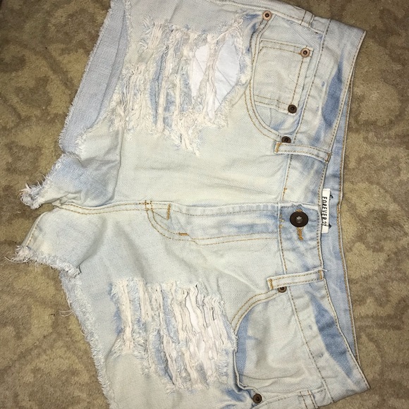 Forever 21 Pants - Low Rise Light Wash Distressed Jean Shorts